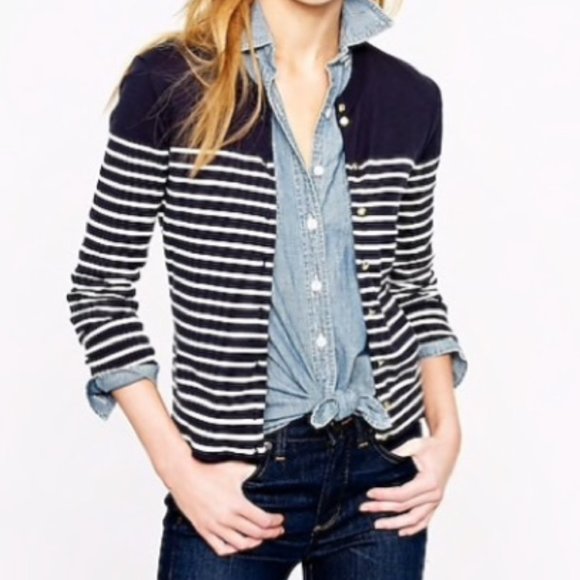 J. Crew Sweaters - J. Crew Jackie Cardigan in Stripe w/Anchor Buttons